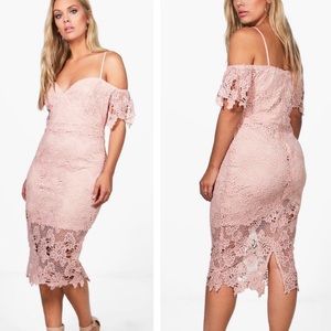 Plus Corded Lace Midi Dress